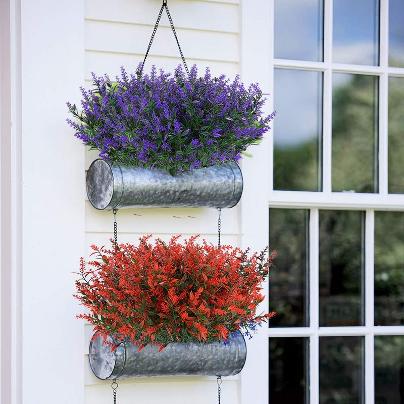 ArtBloom 8 Bundles Outdoor Artificial Lavender Fake Flowers UV Resistant Shrubs, Faux Plastic Greenery for Indoor Outside Hanging Plants Garden Porch Window Box Home Wedding Farmhouse Decor (Purple) - Image 2